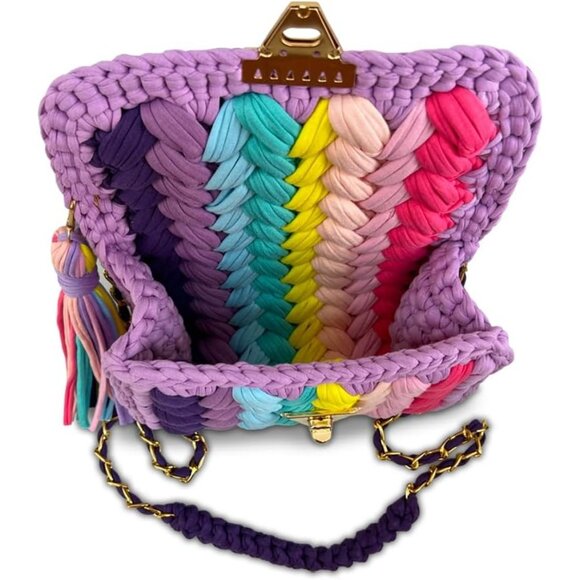 Women\'s Multi Evening Clutch Handmade Crochet Small Formal Flap Crossbody Bag